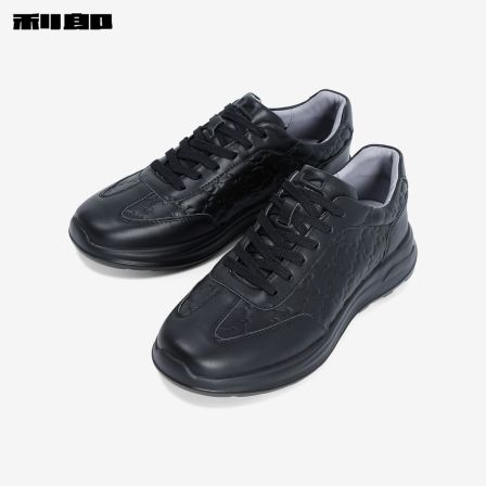 利郎官方 男士休闲百搭真皮休闲鞋时尚春夏真系带压花低版休闲鞋