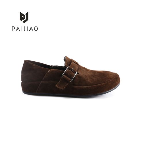 透气豆豆鞋牛皮磨砂皮中跟懒人鞋单鞋复古百搭舒适商务XC1110-9主图