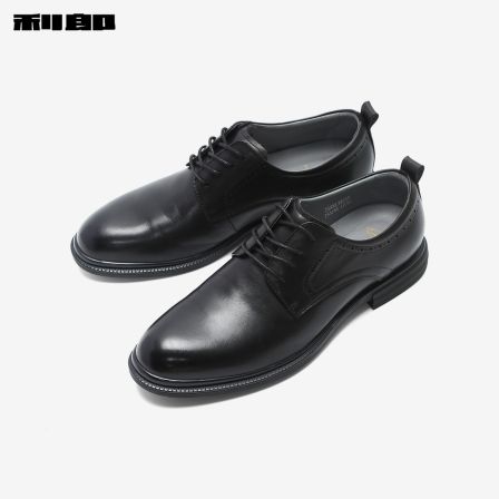 利郎官方 牛皮革正装皮鞋男士商务时尚德比鞋新款黑色真皮鞋子男