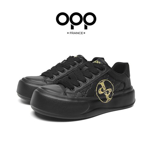法国OPP男鞋2026年新款休闲板鞋子男款宽头鞋轻奢网红大头皮鞋男主图