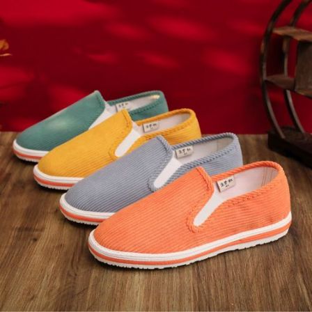 京紫红舒适透气手工千层底男女低帮软底一脚蹬春秋百搭老北京布鞋