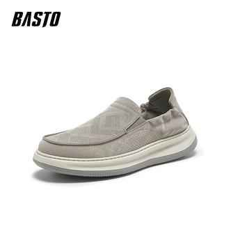 百思图2026夏季新款商场同款布鞋时尚简约休闲男鞋V1298BM6主图