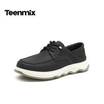 天美意2026夏新款商场同款通勤复古纯色百搭男休闲皮鞋3ZF02BM6