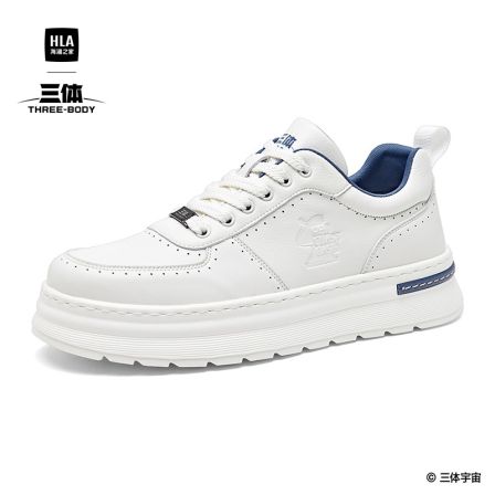 HLA/海澜之家男鞋三体联名款时尚增高板鞋休闲百搭皮面小白鞋