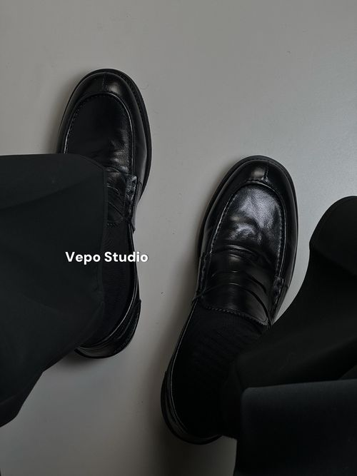 【达人专属】原样开模O&C乐福鞋 复古奢感增高褶皱真皮皮鞋主图