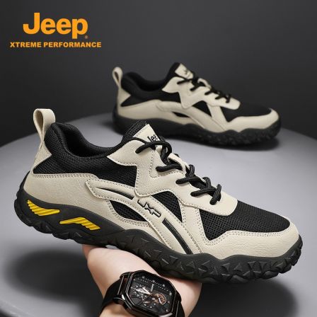 Jeep吉普男士运动鞋春季2026新款网面透气软底轻便防滑户外登山鞋