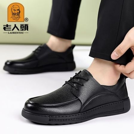 老人头男士英伦风真皮休闲皮鞋软底时尚百搭舒适防滑商务上班工作