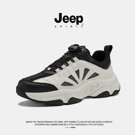 JEEPSPIRIT吉普男鞋时尚休闲老爹鞋厚底懒人纽扣款运动鞋子男款