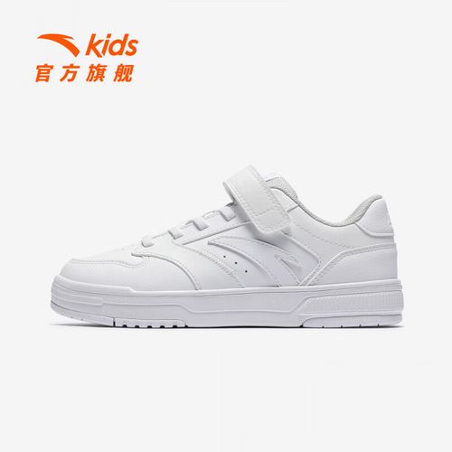 安踏儿童运动板鞋男大童低帮秋季革网街域小白鞋332548008S-bk主图