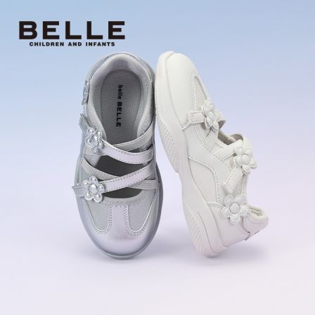 【云感】百丽儿童春季新款银色软底休闲运动儿童玛丽珍RK0550