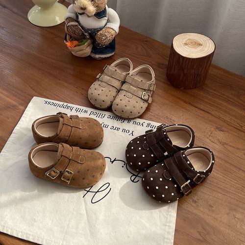 奇诺鼠女童公主鞋春秋新款儿童豆豆单鞋小皮鞋波点软底学步鞋1530主图