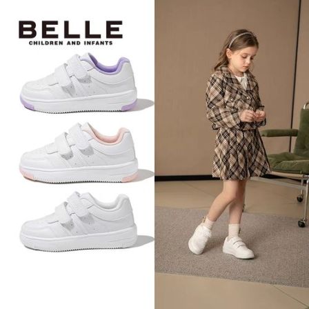 百丽儿童女童鞋子单网小白鞋男童板鞋小童软底防滑运动童鞋EK0031