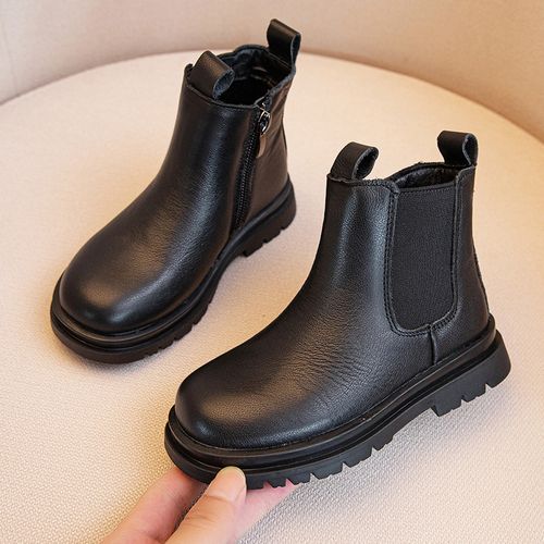 2025冬真皮韩版女童皮靴靴子英伦儿童加绒靴百搭女童二棉马丁靴主图