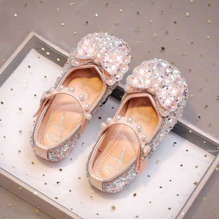 真皮女童鞋子儿童公主鞋2025新款宝宝春季水晶小皮鞋水钻闪亮单鞋