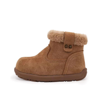 Ginuorat奇诺鼠女宝宝冬季软底学步婴儿鞋子小童加绒短靴男童棉鞋