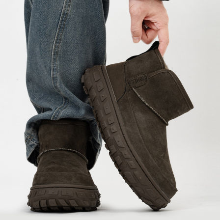 户外轮胎底雪地靴男款冬季加绒加厚保暖防滑厚底切尔西短靴棉鞋