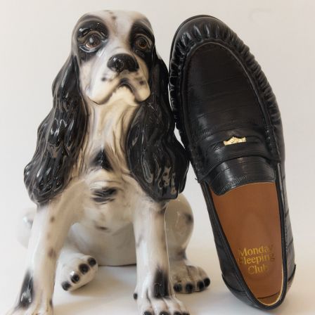 MondaySleepingClub 睡眠学院系列手工褶皱便士乐福鞋