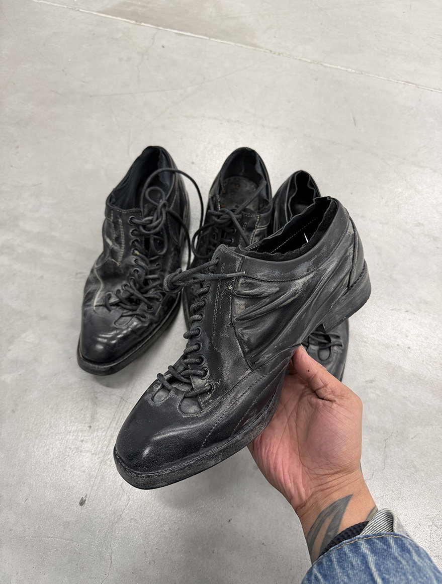 Big Production德国进口胎牛皮擦色做旧足球德比鞋水洗绑带皮鞋主图