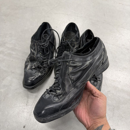 Big Production德国进口胎牛皮擦色做旧足球德比鞋水洗绑带皮鞋