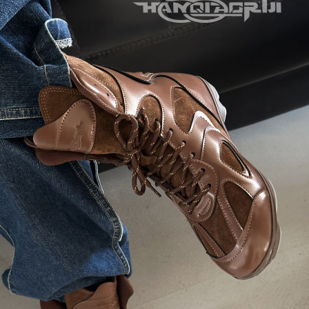 韩桥日记[幽渊系列]"解构"复古棕色高筒德训鞋秋冬户外拳击靴短靴