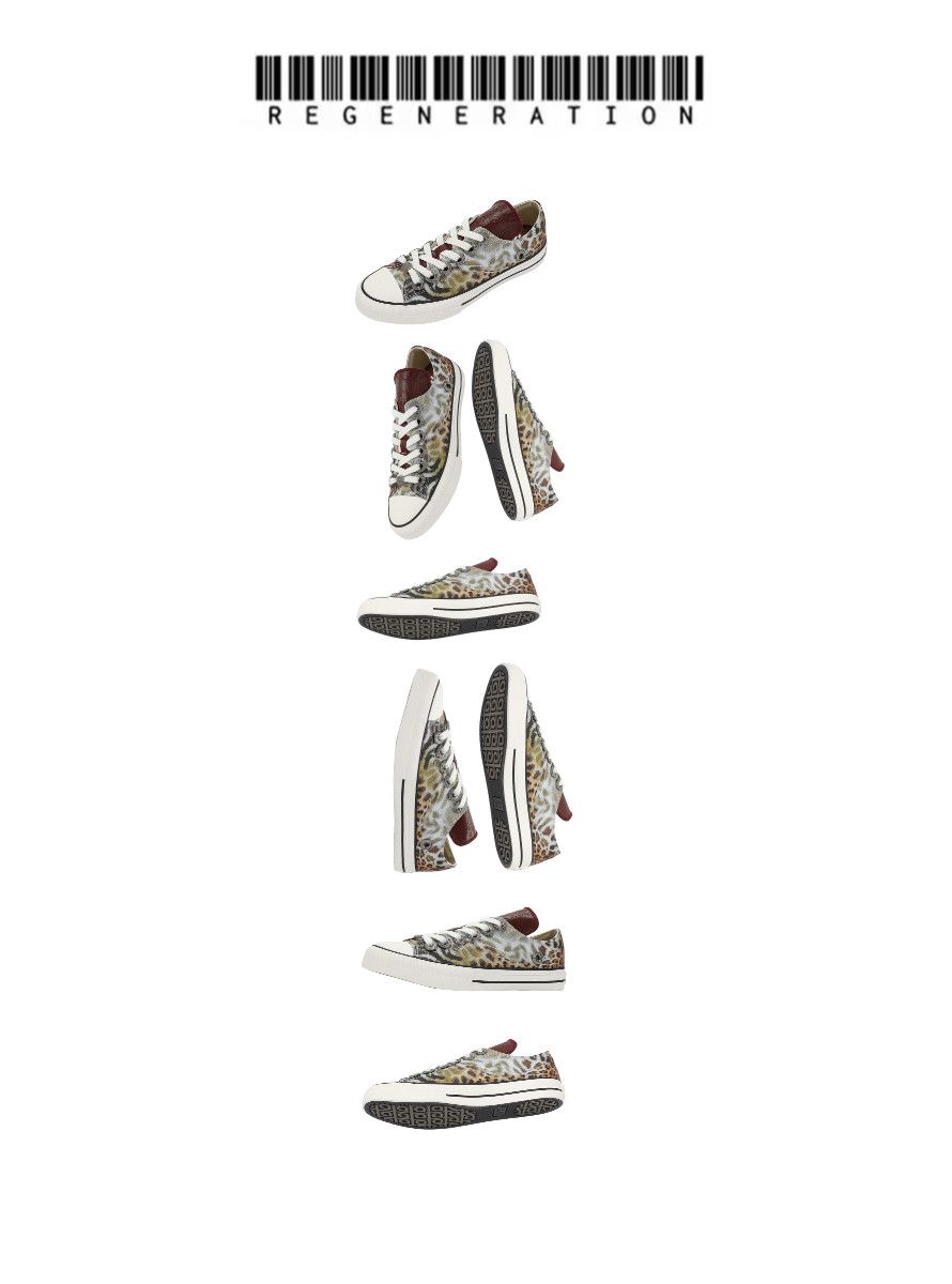 REGEN ZONE25fw SIAU豹纹渐层复古硫化底帆布鞋主图