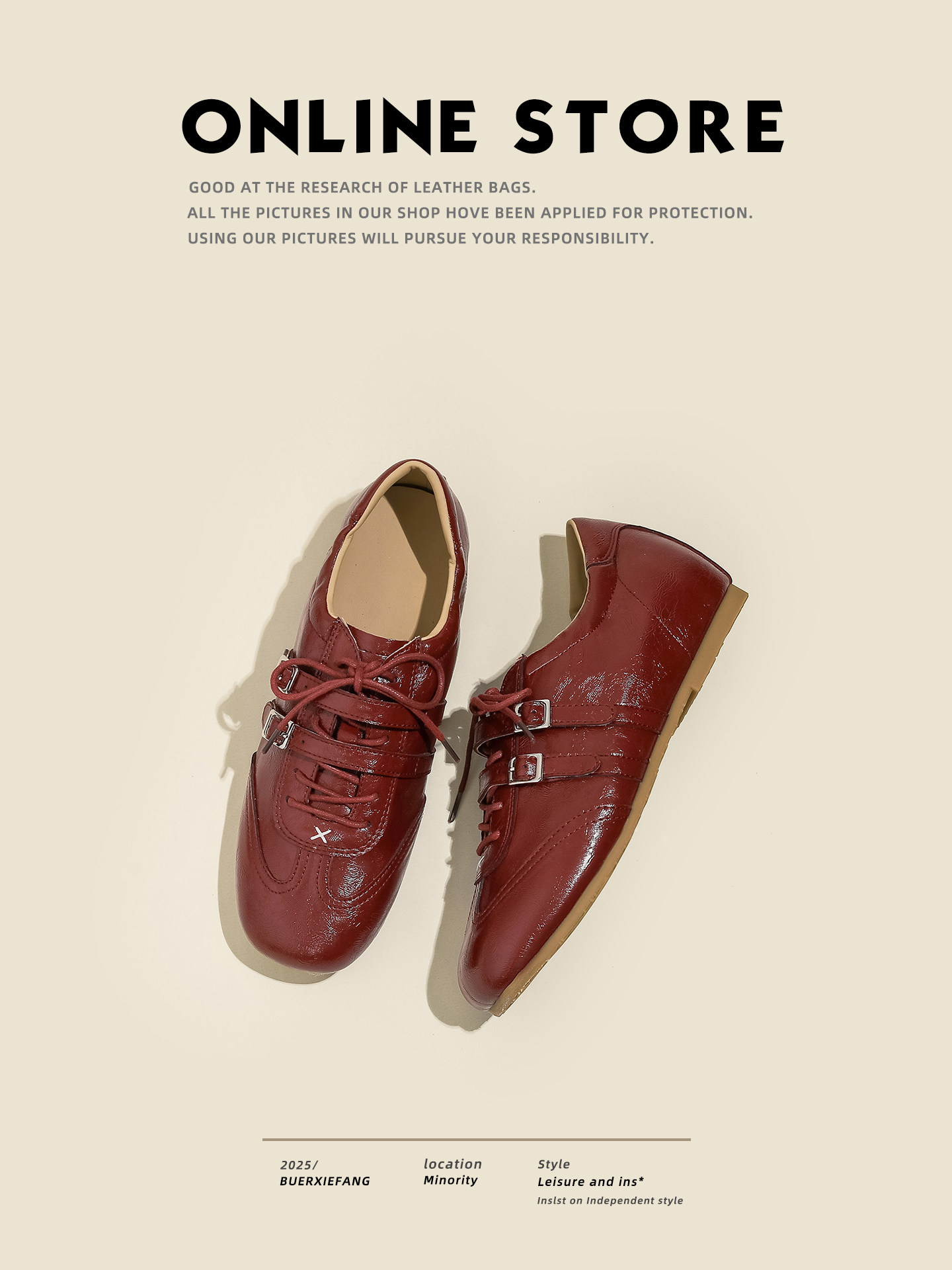 真皮~不二鞋坊内增高芭蕾德训鞋女2026新款红色休闲运动阿甘鞋主图