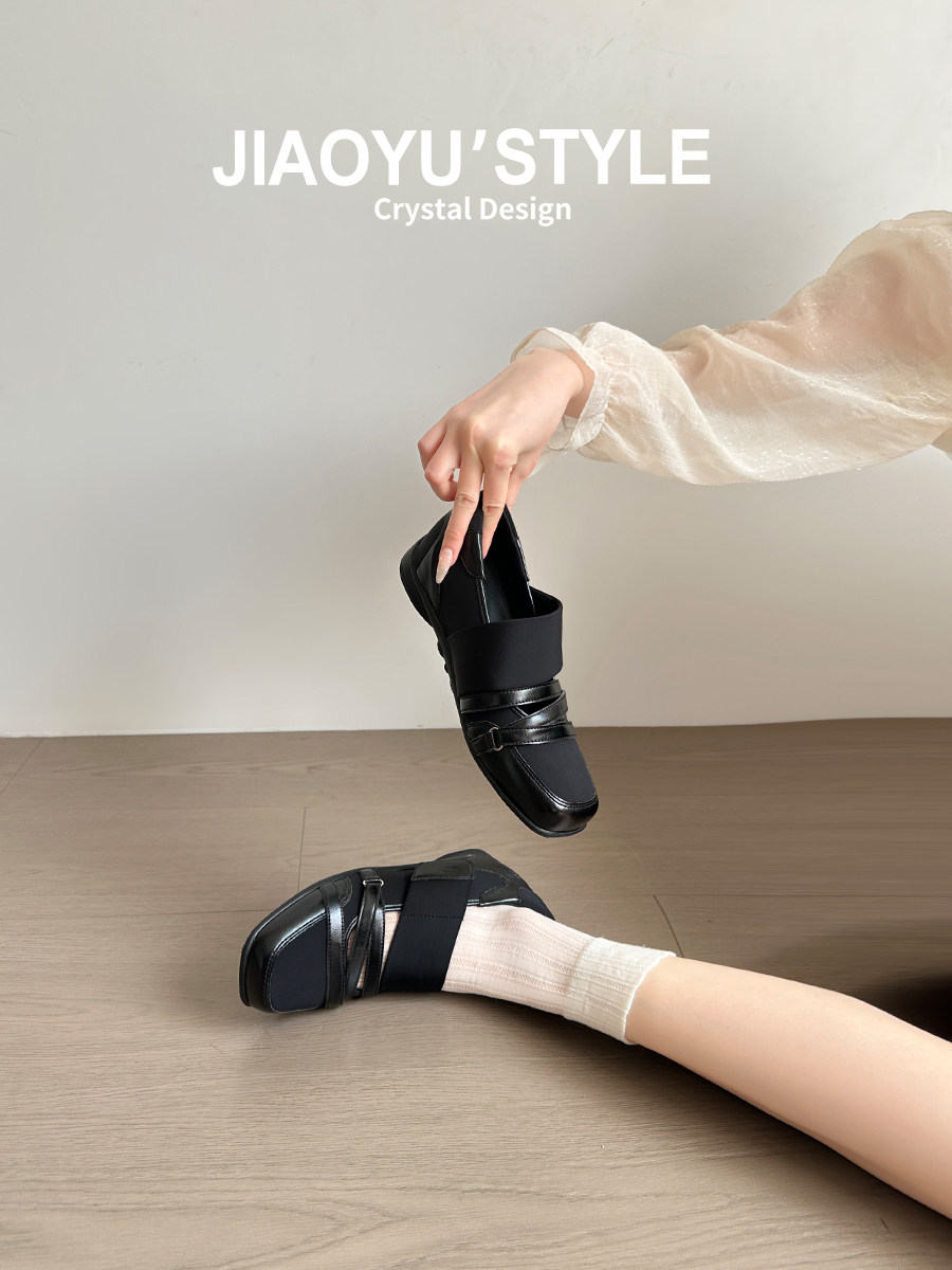 真皮~骄屿复古运动芭蕾风玛丽珍鞋女2026新款春新款内增高小皮鞋主图