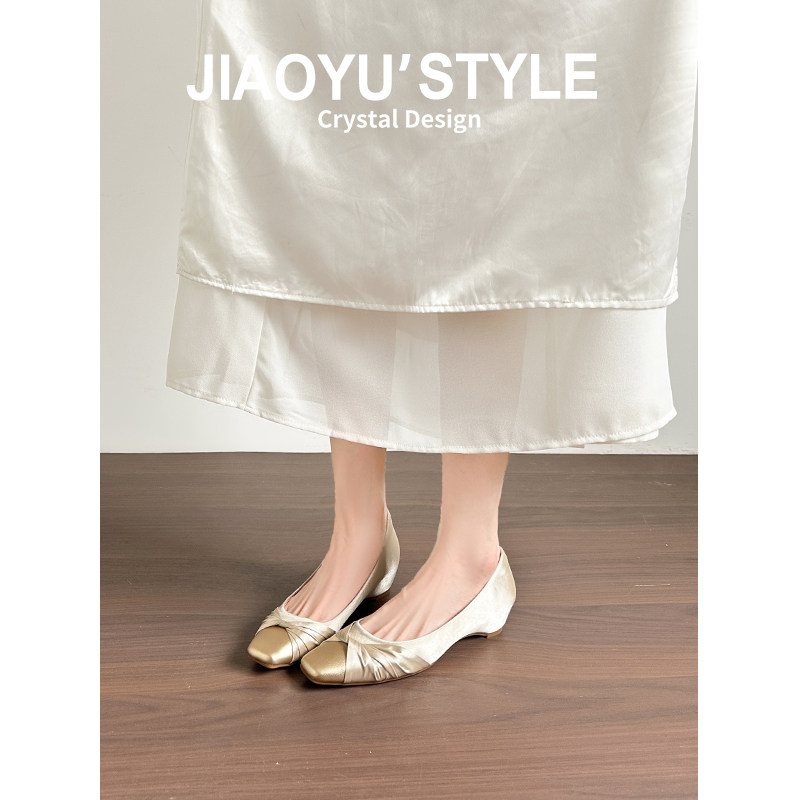 真皮~骄屿法式粗跟单鞋女2026新款浅口奶奶鞋通勤小香风玛丽珍鞋主图