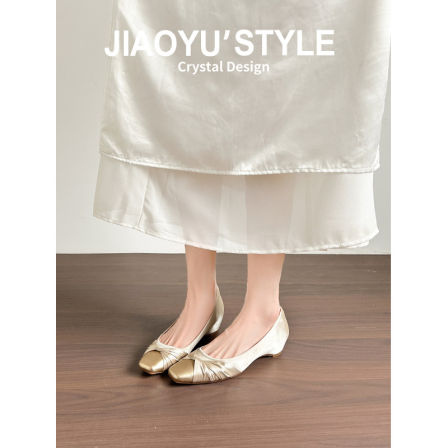 真皮~骄屿法式粗跟单鞋女2026新款浅口奶奶鞋通勤小香风玛丽珍鞋