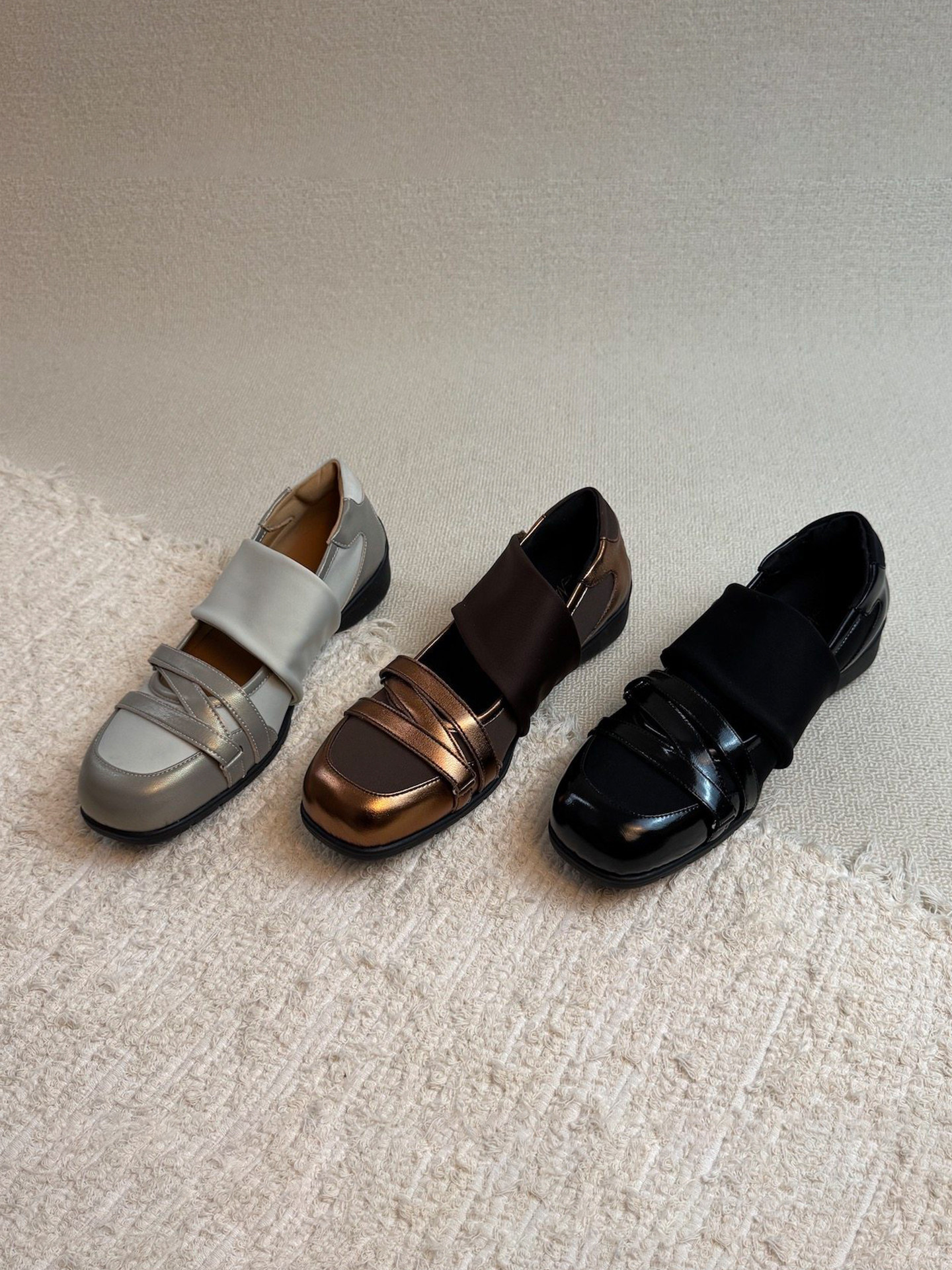 Wheat house ~！复古运动机能风方头玛丽珍鞋女一字带浅口芭蕾鞋主图