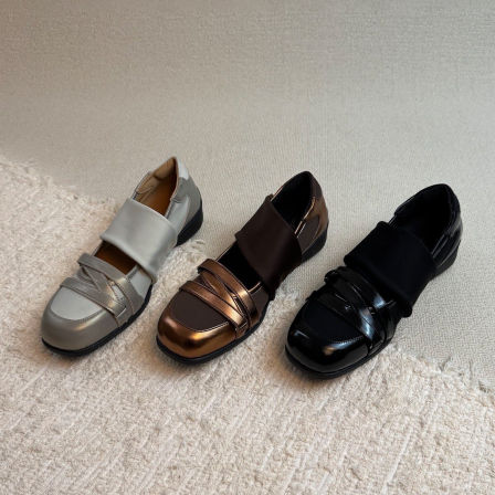 Wheat house ~！复古运动机能风方头玛丽珍鞋女一字带浅口芭蕾鞋