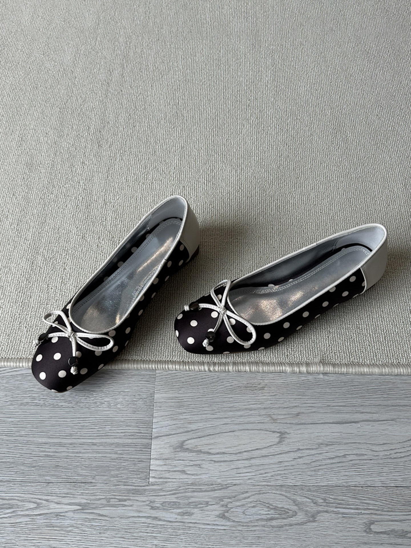 Wheat house ~！法式波点蝴蝶结芭蕾舞鞋女平底一脚蹬浅口单鞋子主图