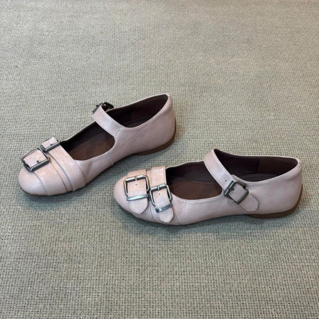 Wheat house ~！时尚复古一字带玛丽珍鞋女厚底运动浅口平底单鞋