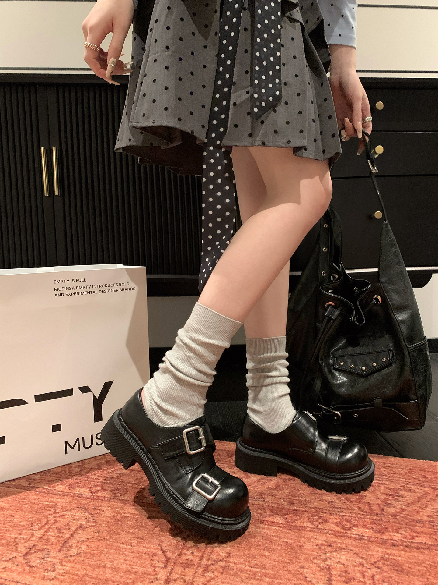 “稳叔”黑糖～牛皮小皮鞋女真皮休闲2026春季新款黑色乐福鞋单鞋主图