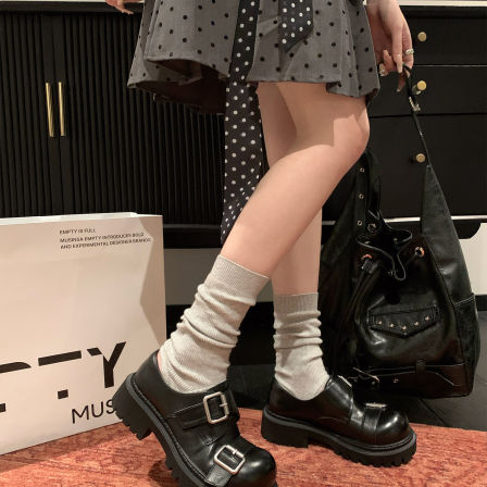 “稳叔”黑糖～牛皮小皮鞋女真皮休闲2026春季新款黑色乐福鞋单鞋