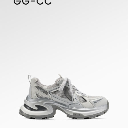 【月落星芒】GGCC2026年春季新款潮流银色厚底老爹鞋女增高休闲鞋