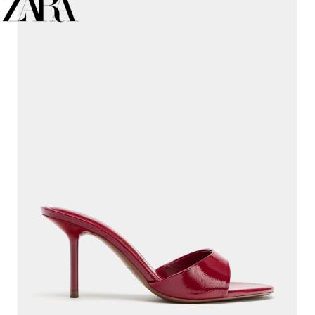 ZARA2026春夏新品 女鞋 红色漆皮效果露跟细高跟凉鞋 3302710 600