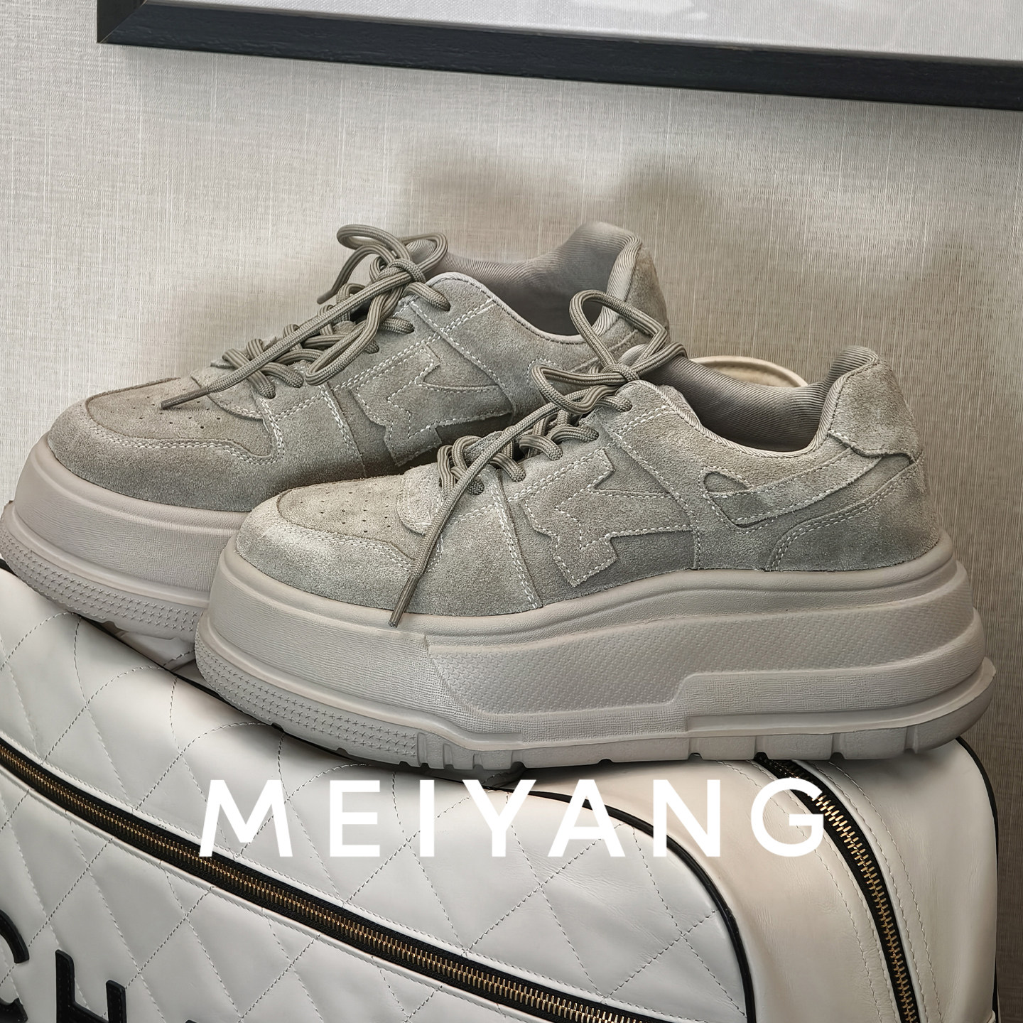 美洋MEIYANG【现货】厚吐司二号休闲鞋 牛反绒_简约厚底增高-周三主图