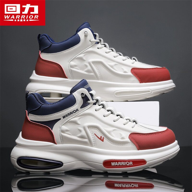 回力男鞋秋冬中帮板鞋厚底休闲鞋皮面防水老爹潮鞋减震软底跑步鞋主图