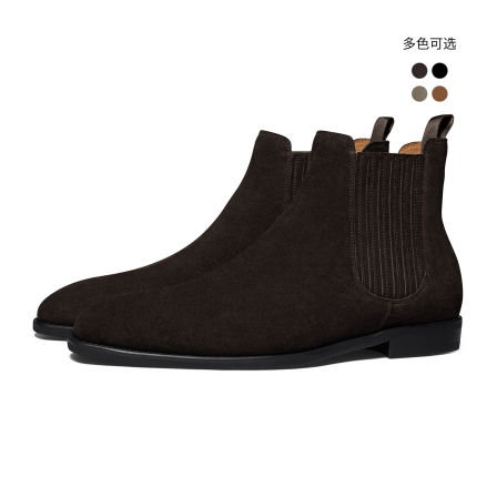 【足弓支撑】ThomWills真皮切尔西靴男英伦翻毛休闲皮鞋冬季短靴