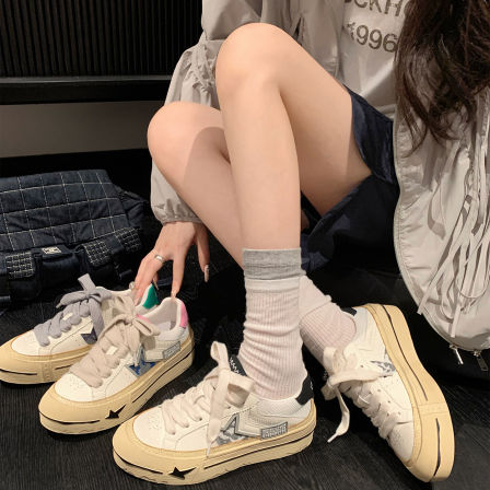 “稳叔”星迹～5cm增高星星板鞋女厚底2026春秋新款休闲运动鞋女
