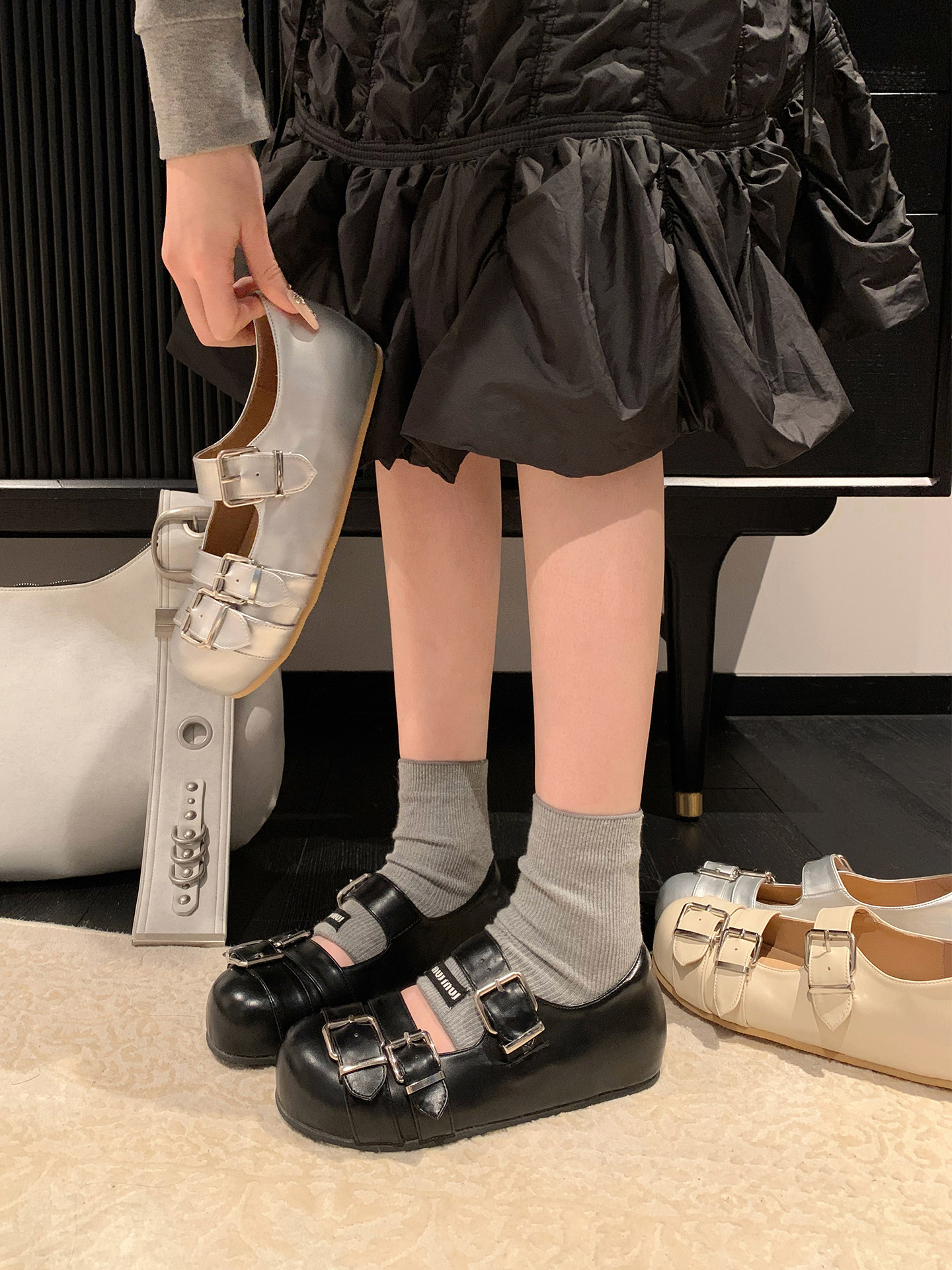 “稳叔”巧巧可～小皮鞋女2026春秋新款厚底jk搭扣玛丽珍单鞋女款主图