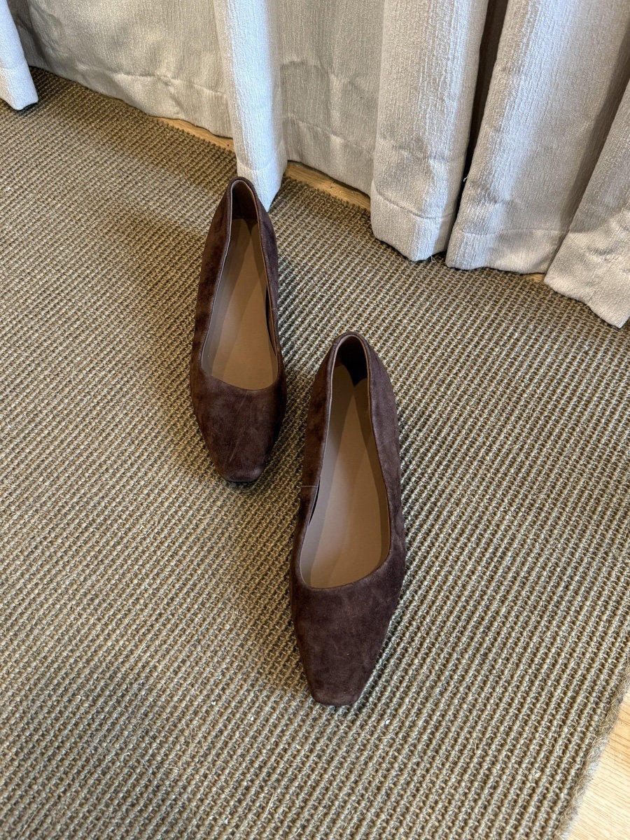 HoneyRain~复古方头绒面气质浅口小单鞋女法式内增高通勤玛丽珍鞋主图