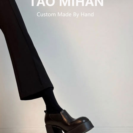 真皮不累脚高跟鞋厚底乐福鞋女2026新款防水台小皮鞋增高粗跟单鞋