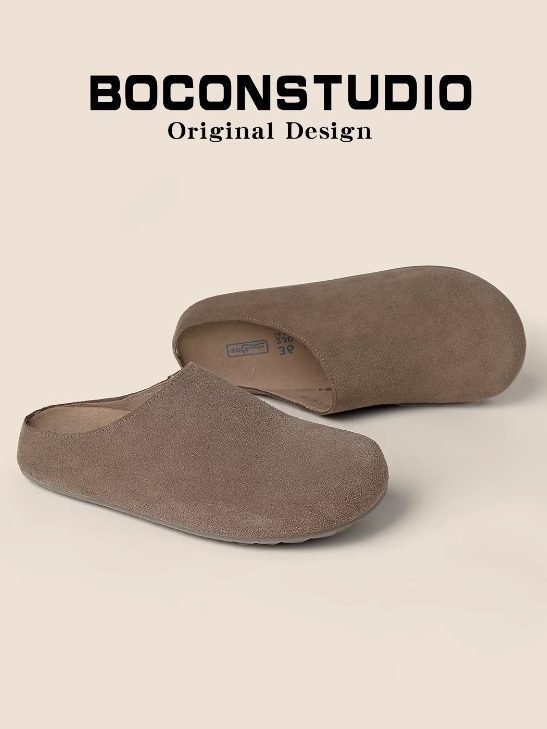 真皮厚底勃肯鞋女2026新款春季百搭懒人鞋包头半拖鞋女外穿穆勒鞋主图