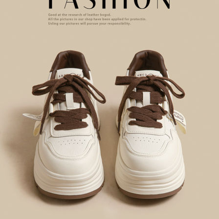 增高5CM真皮厚底小白鞋女2026春季新款百搭板鞋防滑休闲运动鞋