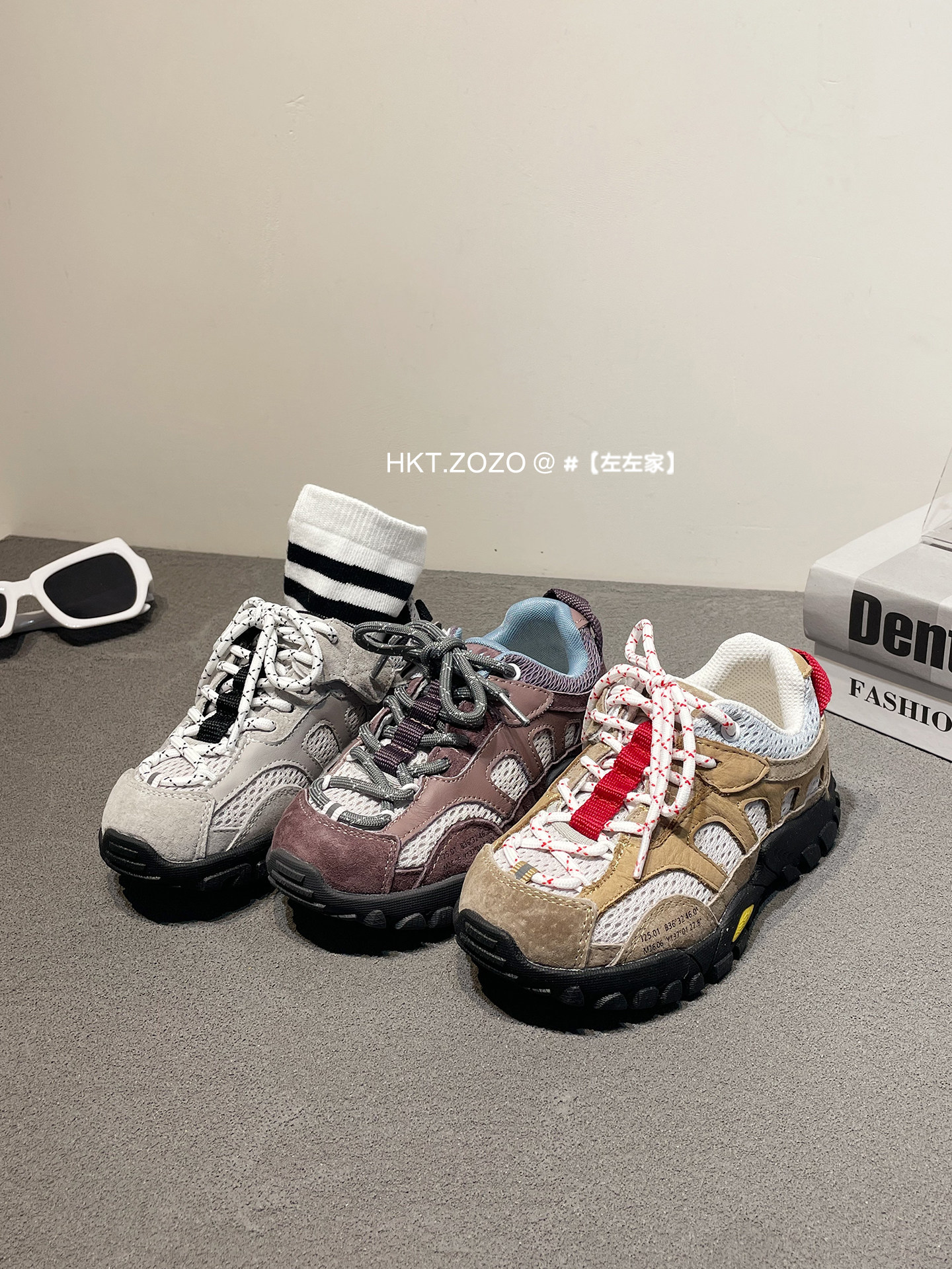 左左家中大童潮酷拼色透气运动鞋2026春季儿童户外防踢软底登山鞋主图