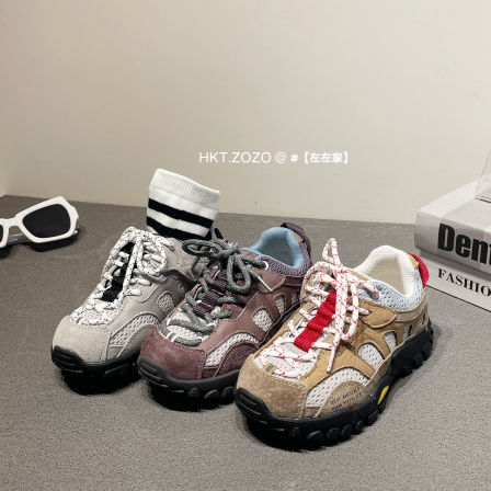 左左家中大童潮酷拼色透气运动鞋2026春季儿童户外防踢软底登山鞋