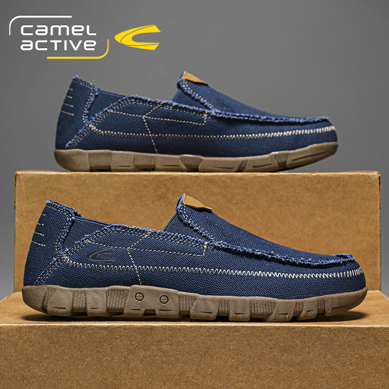 德国骆驼动感帆布鞋男士一脚蹬乐福鞋软底老北京布鞋驾车鞋半拖鞋主图