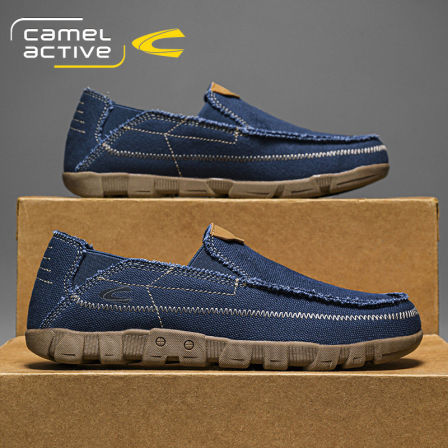 德国骆驼动感帆布鞋男士一脚蹬乐福鞋软底老北京布鞋驾车鞋半拖鞋